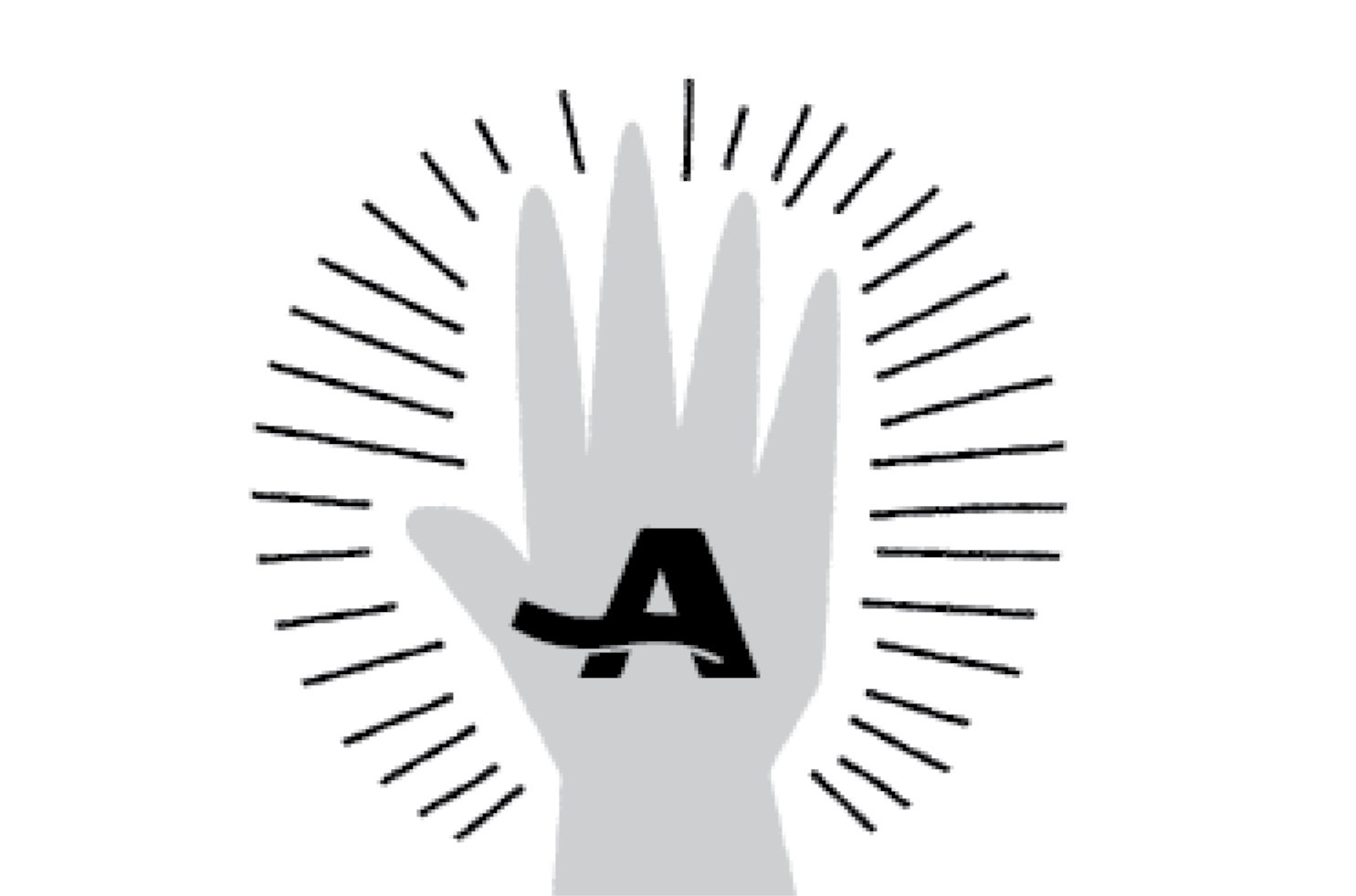 Icon of a raised hand that has the AARP logo on it