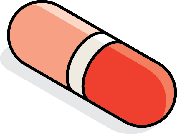 Illustration of acetaminophen capsule.