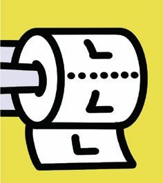 Illustration of a roll of toilet paper with the letter L on each sheet