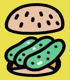 Illustration of a pickle burger
