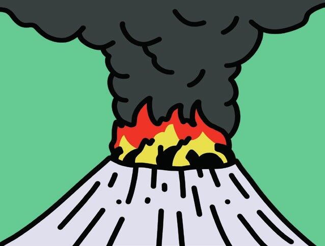 Illustration of a volcano erupting