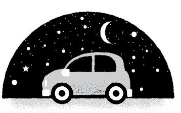 Icon of a car under the night sky