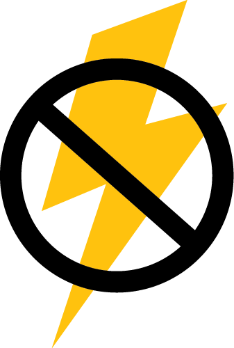 Icon of a lightning bolt crossed out