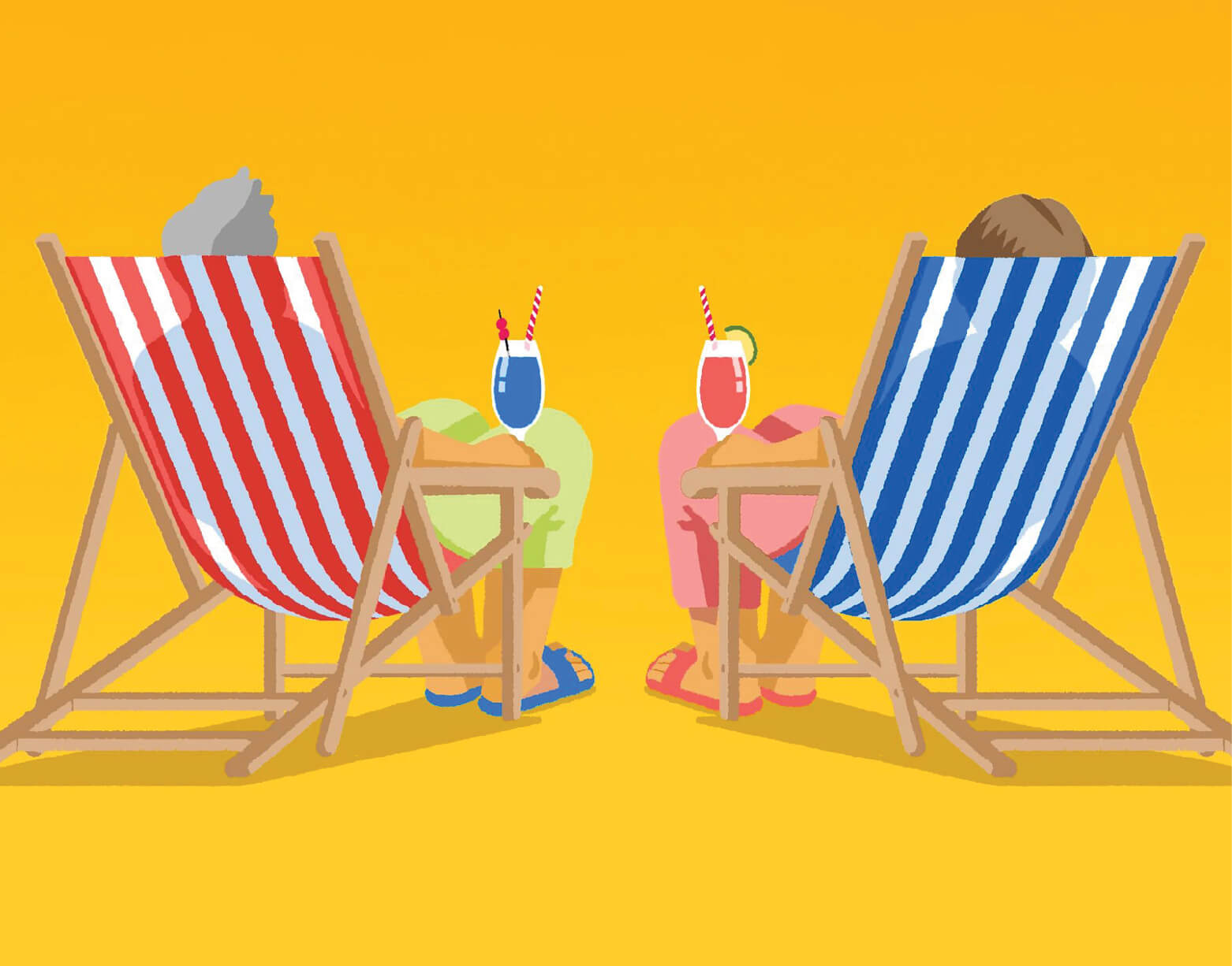 Illustration of a couple in lounge chairs