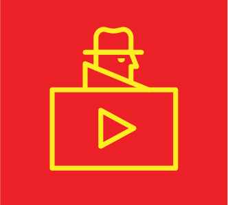 Icon of crook over a video player
