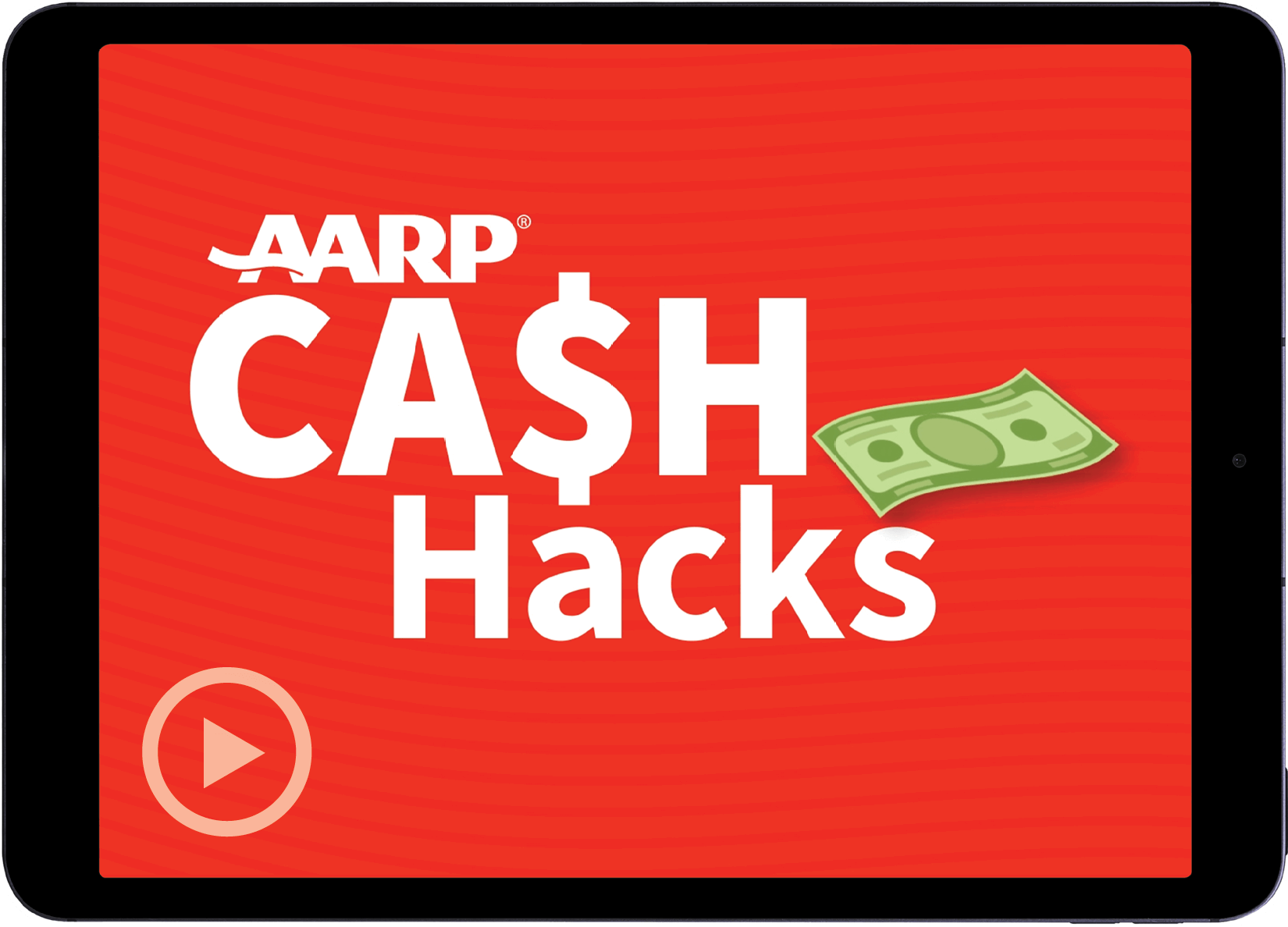 iPad with AARP Cash Hacks on screen