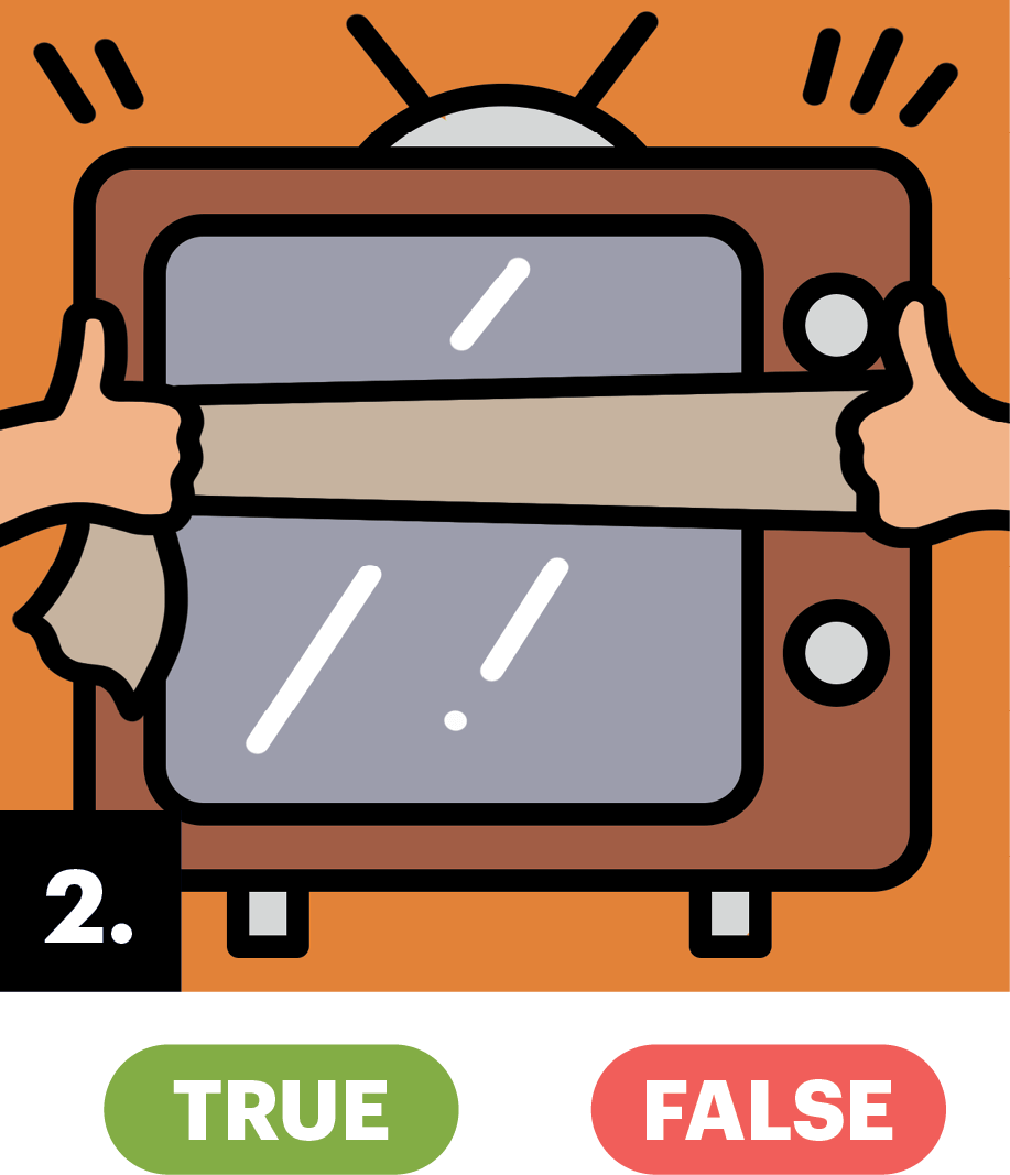 Illustration of hands stretching stockings over an old TV
