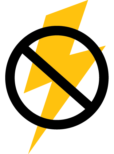 Icon of a lightning bolt crossed out