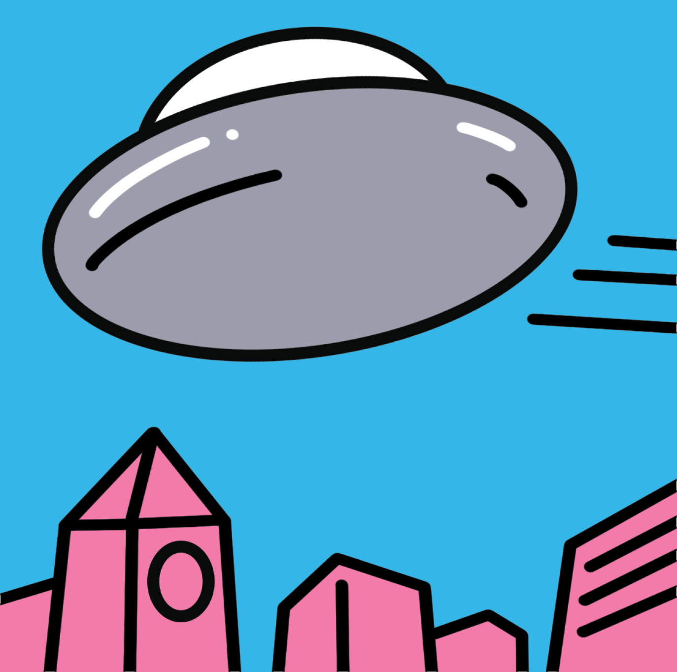 A UFO flying over a city&nbsp;