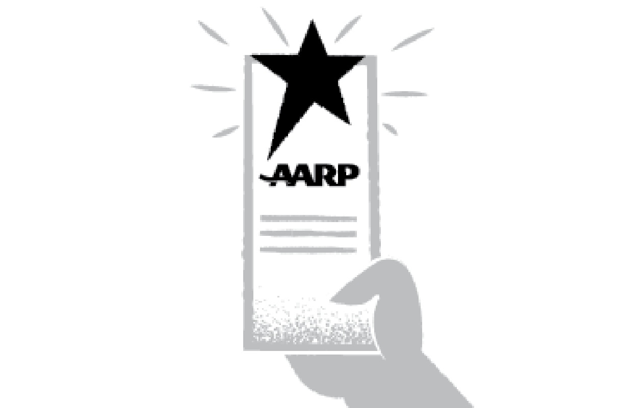Illustration of a phone with the AARP logo