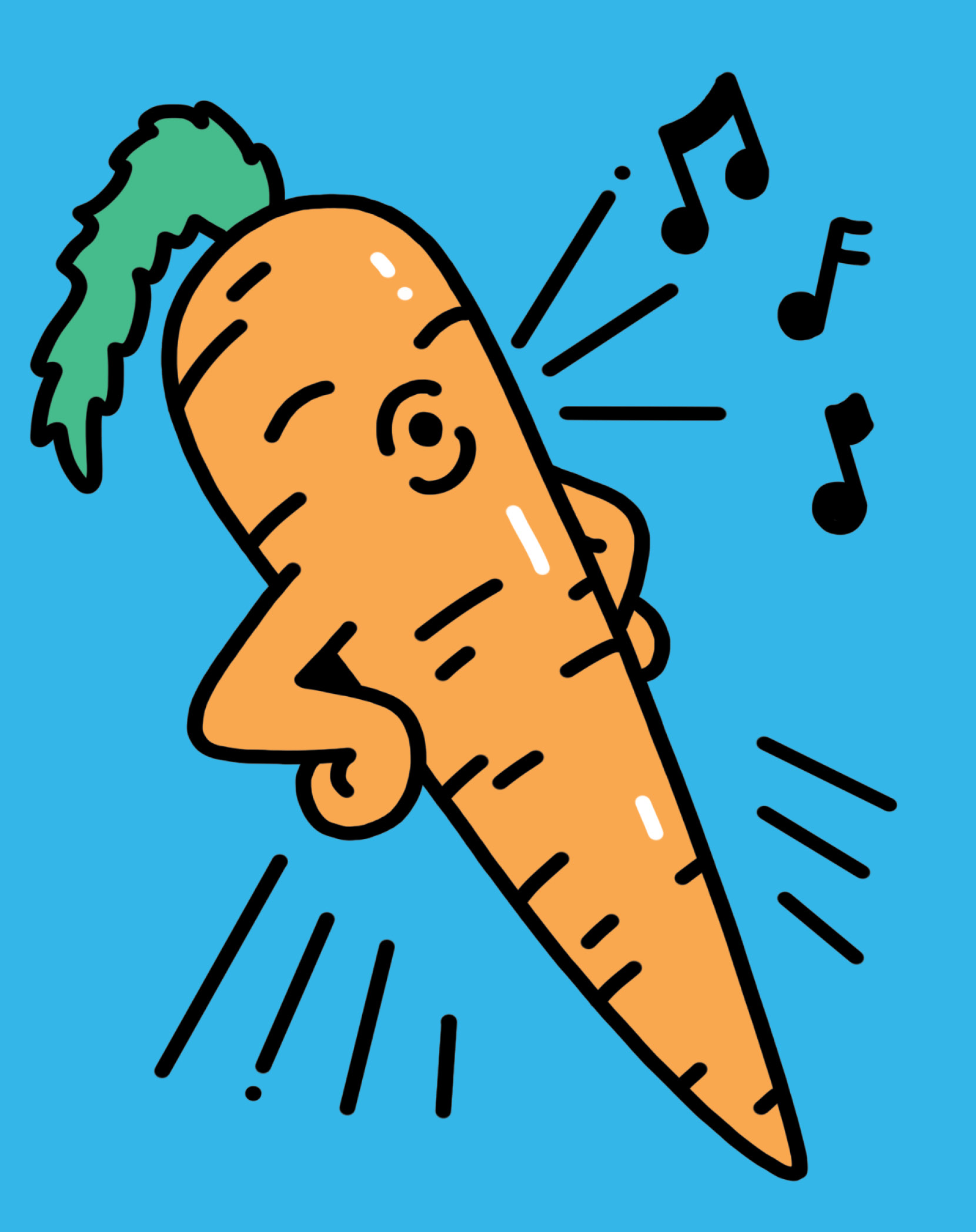Illustration of a carrot singing&nbsp;