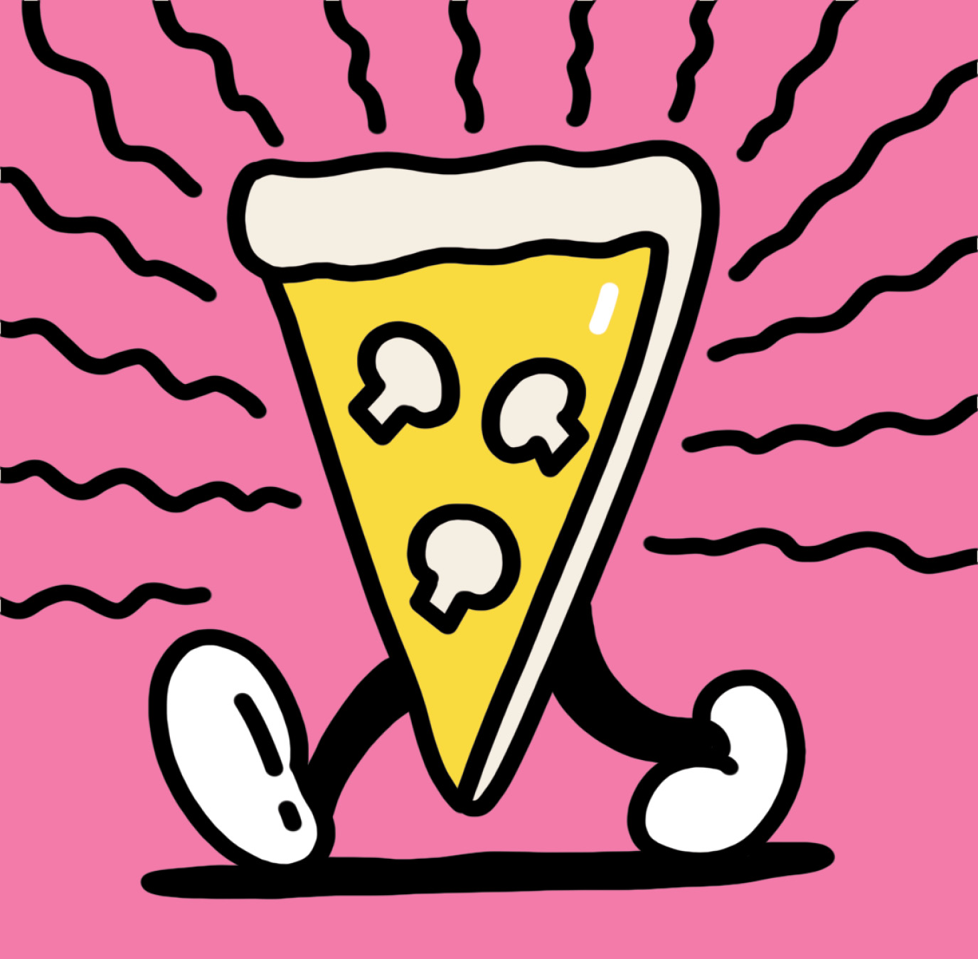 A slice of pizza walking&nbsp;