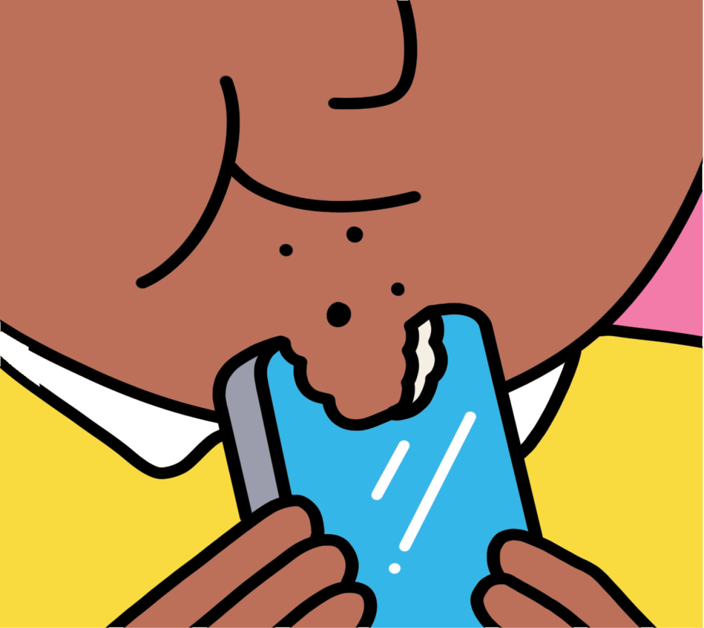 A man eating a phone&nbsp;