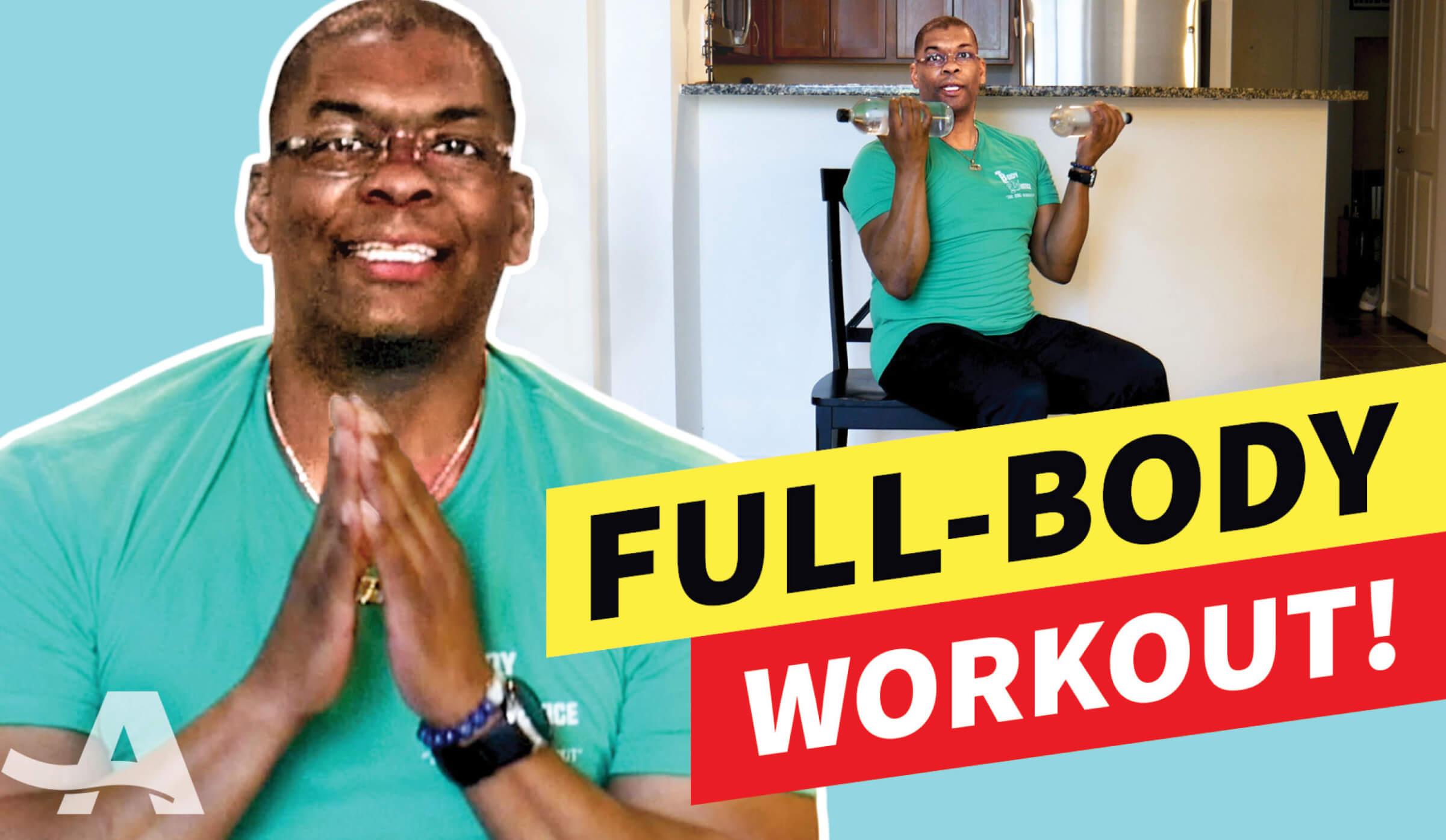 Screengrab of a YouTube thumbnail that says Full-Body Workout