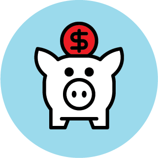 Icon of piggy bank and coin
