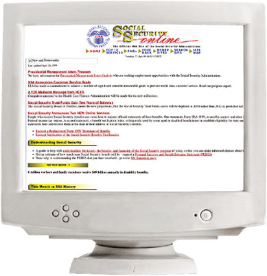 Photo of first Social Security website