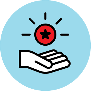Icon of hand holding coin with star