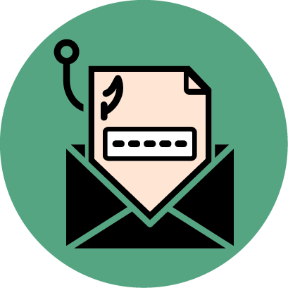 Icon of an email with a hook through it
