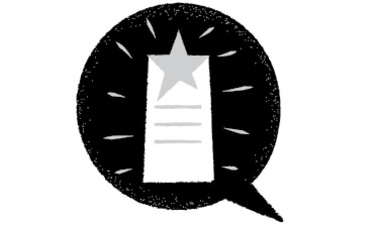 A speech bubble with an award with a star on it
