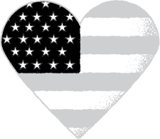 Icon of an American flag in a heart shape