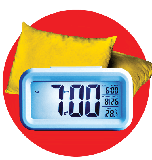 Icon of an alarm clock and pillow