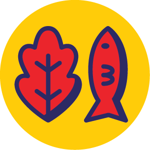 Icon of lettuce and fish