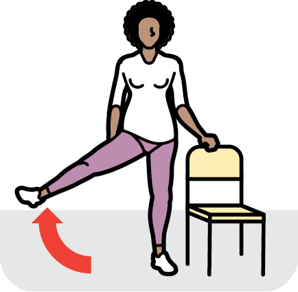 Icon of woman switching sides, lifting her right leg