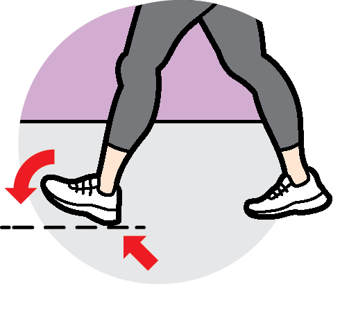 Icon of a foot hitting the ground heel-first