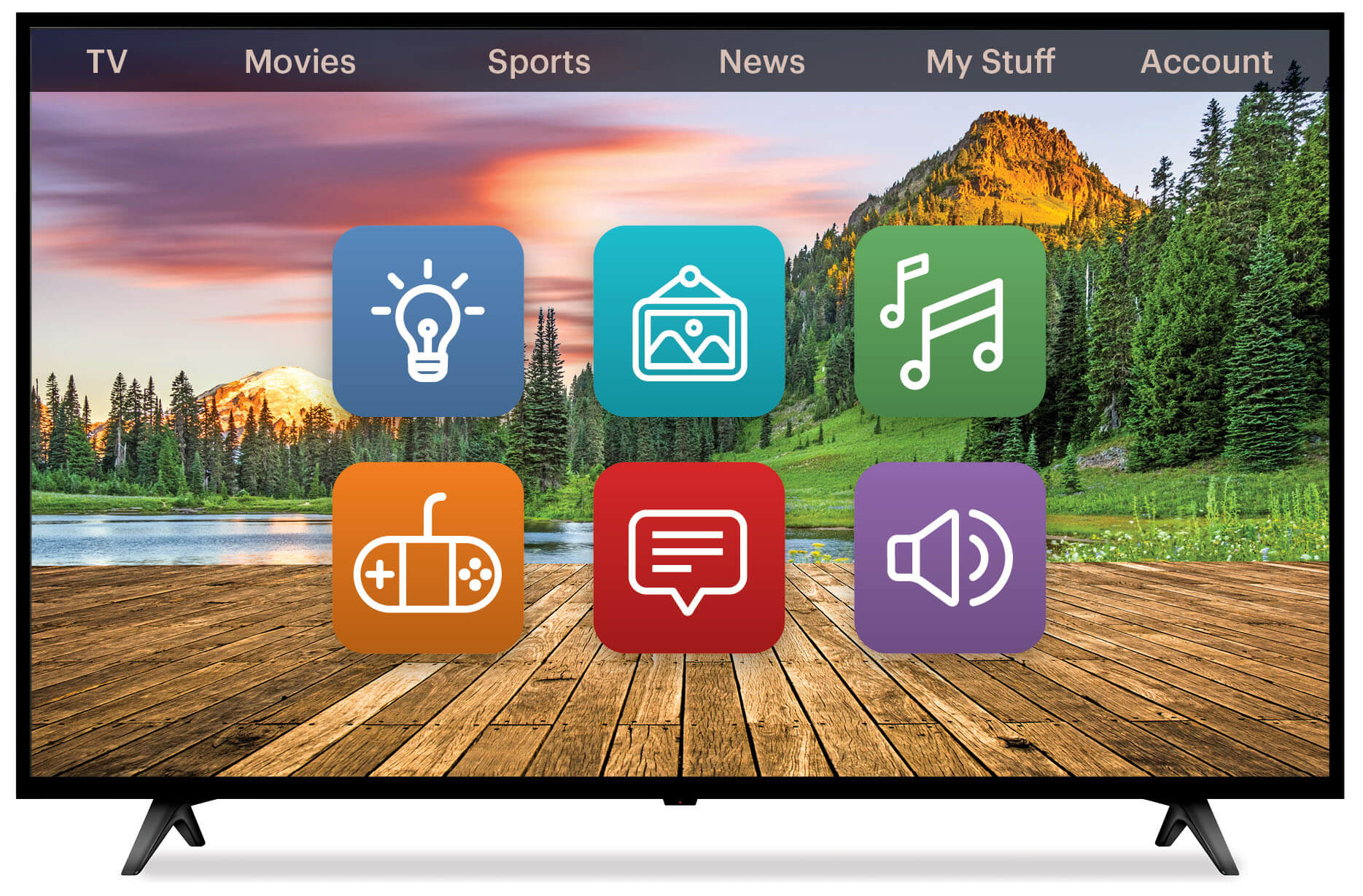 Photo of a smart televsion with different apps on screen