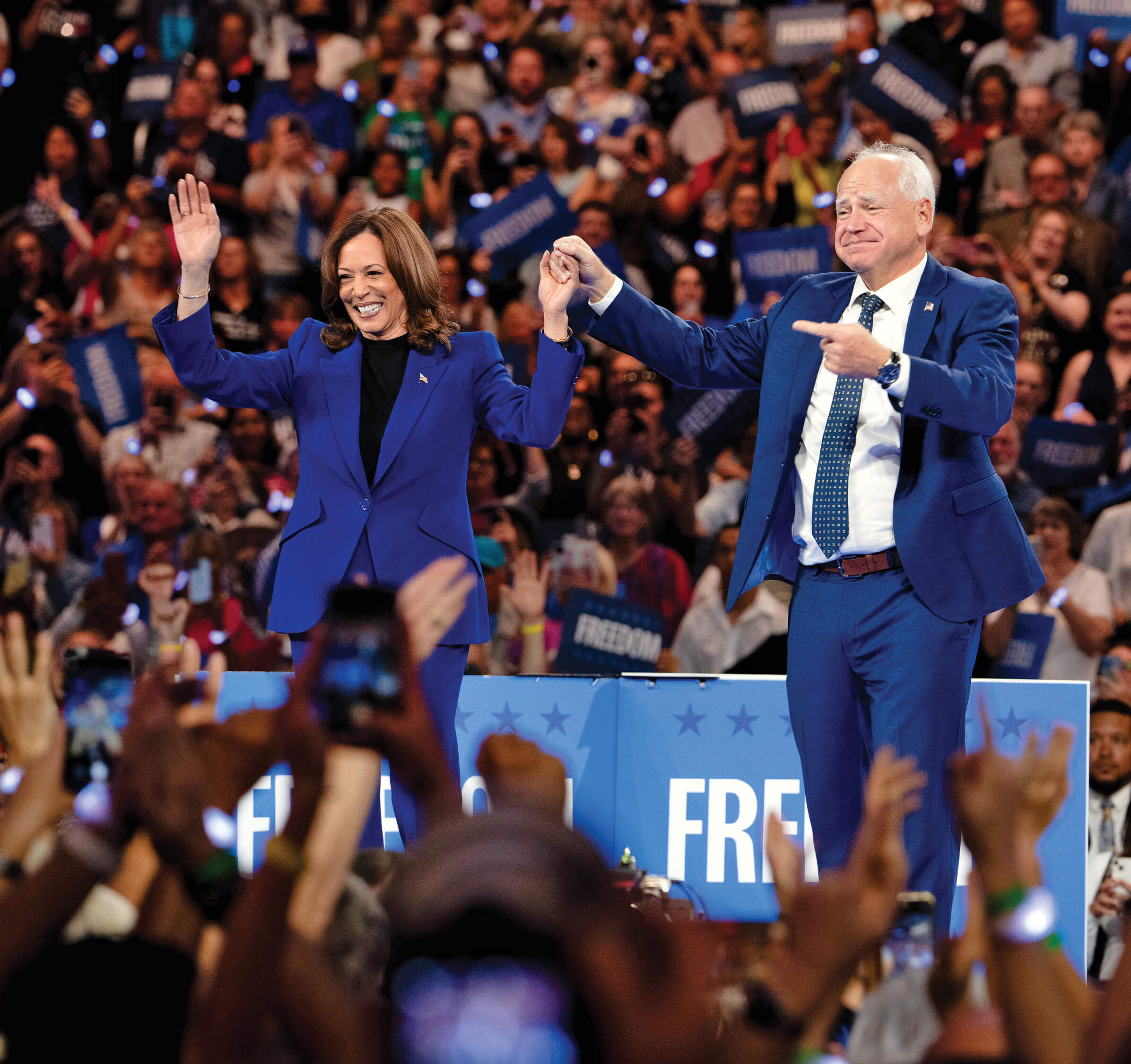 Photo of Harris and vice presidential candidate Tim Walz