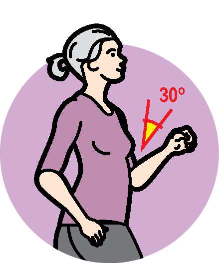 Icon of a woman holding her arms at a 30 degree angle