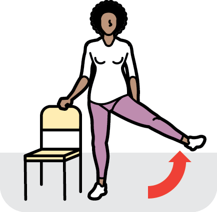 Icon of a woman lifting her left leg up to the side