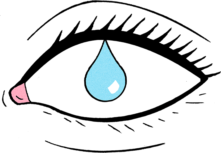 Illustration of an eye with a water droplet as the pupil