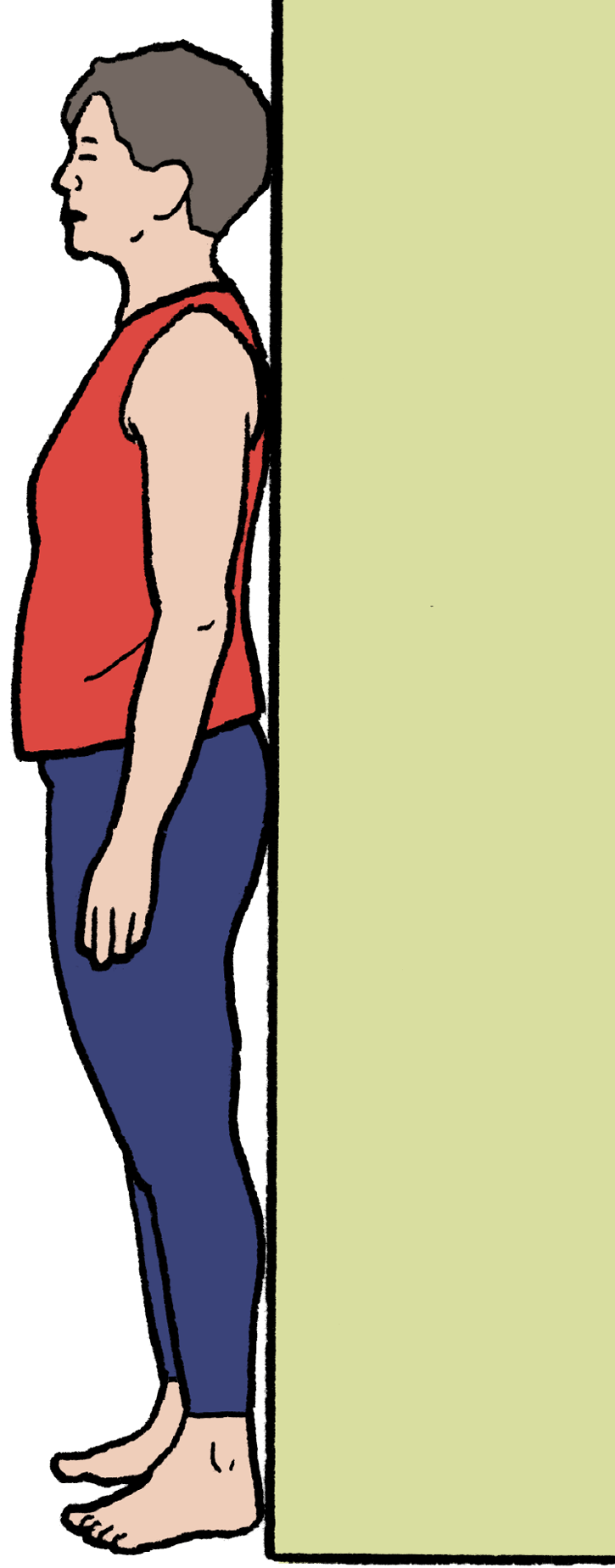 Illustration of a woman standing against a wall