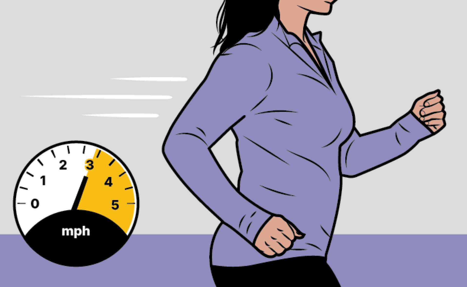 Illustration of a woman wearing a jacket and running fast