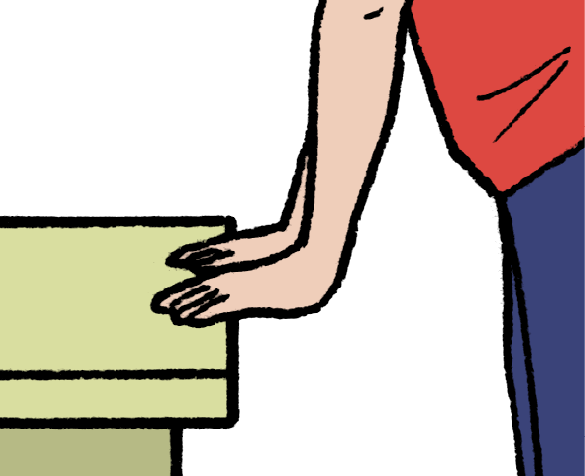 Woman stretching her wrists on a table