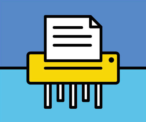 Illustration of paper going through a shredder