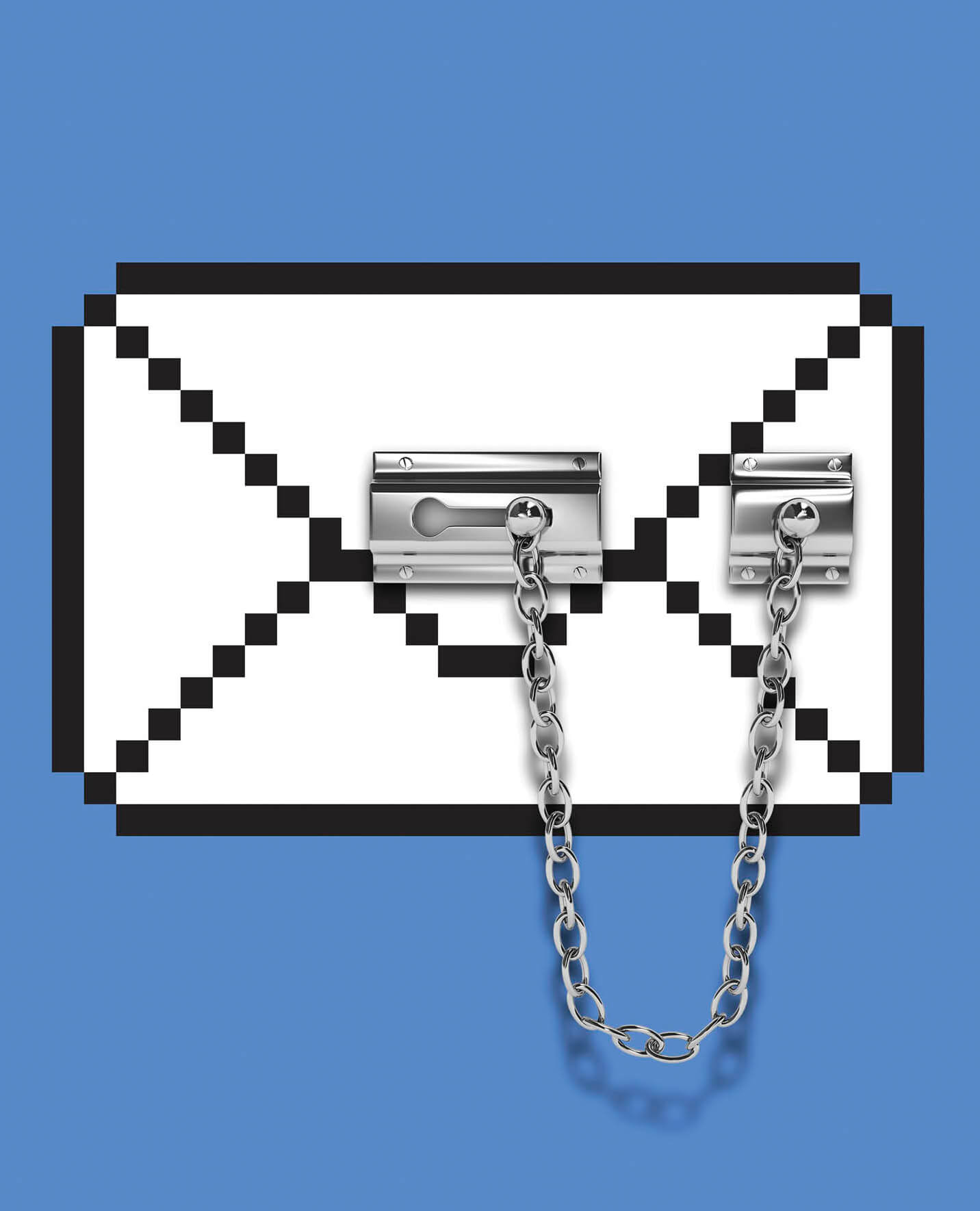 Photo illustration of an email icon locked with a chain bolt