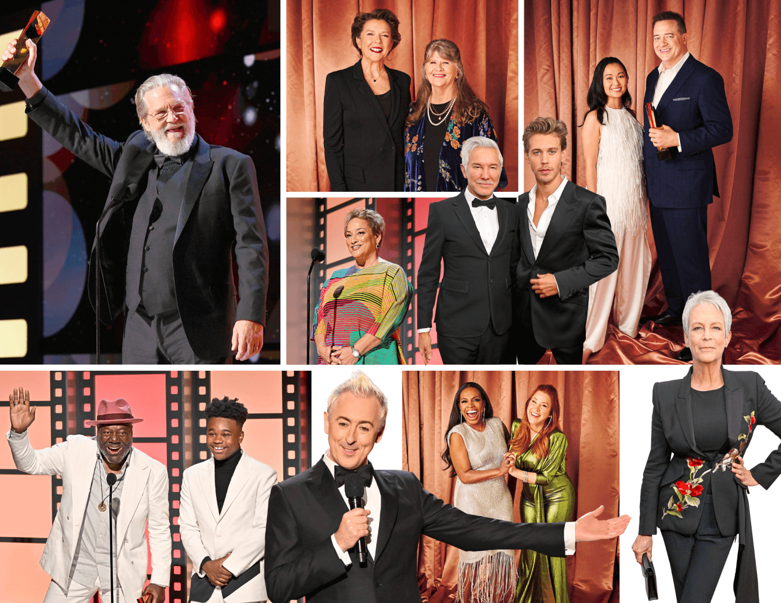 Photo grid of AARP's 2023 Movies For Grownups Awards Show