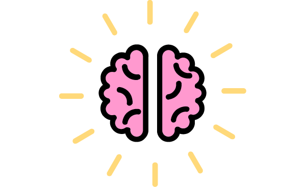 Illustration of a brain split in half