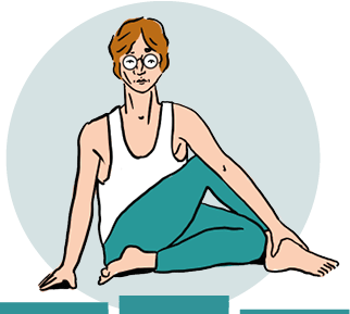 Illustration of John Lennon doing a yoga pose.