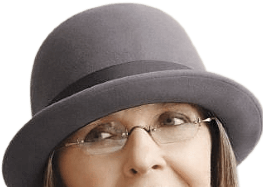 Photo of Diane Keaton wearing a grey bowler hat