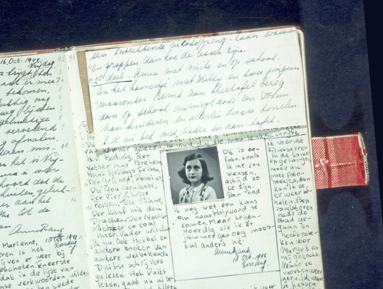 Photo of Anne Frank's writings in her diary