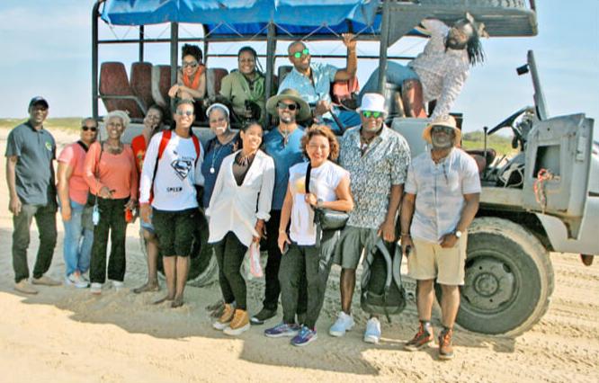 Photo of the Waters and Williams families at Lake Retba in Senegal