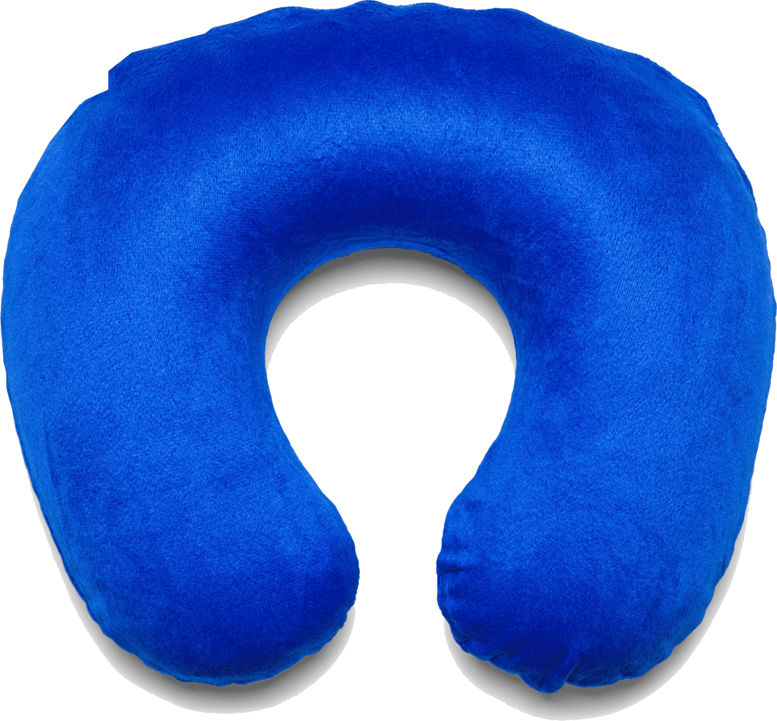 Photo of a bright blue travel pillow