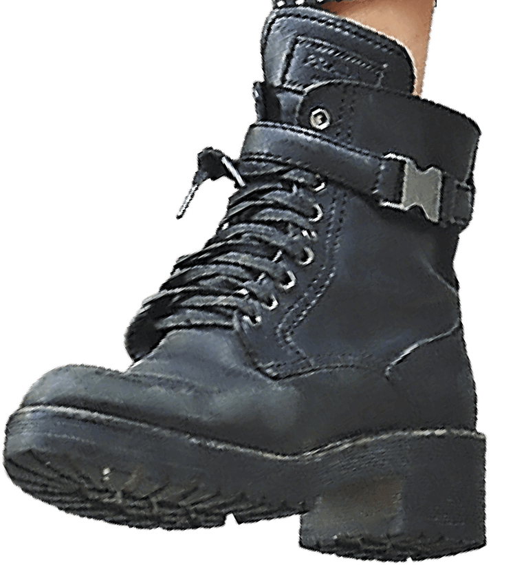 Photo of a black combat boot