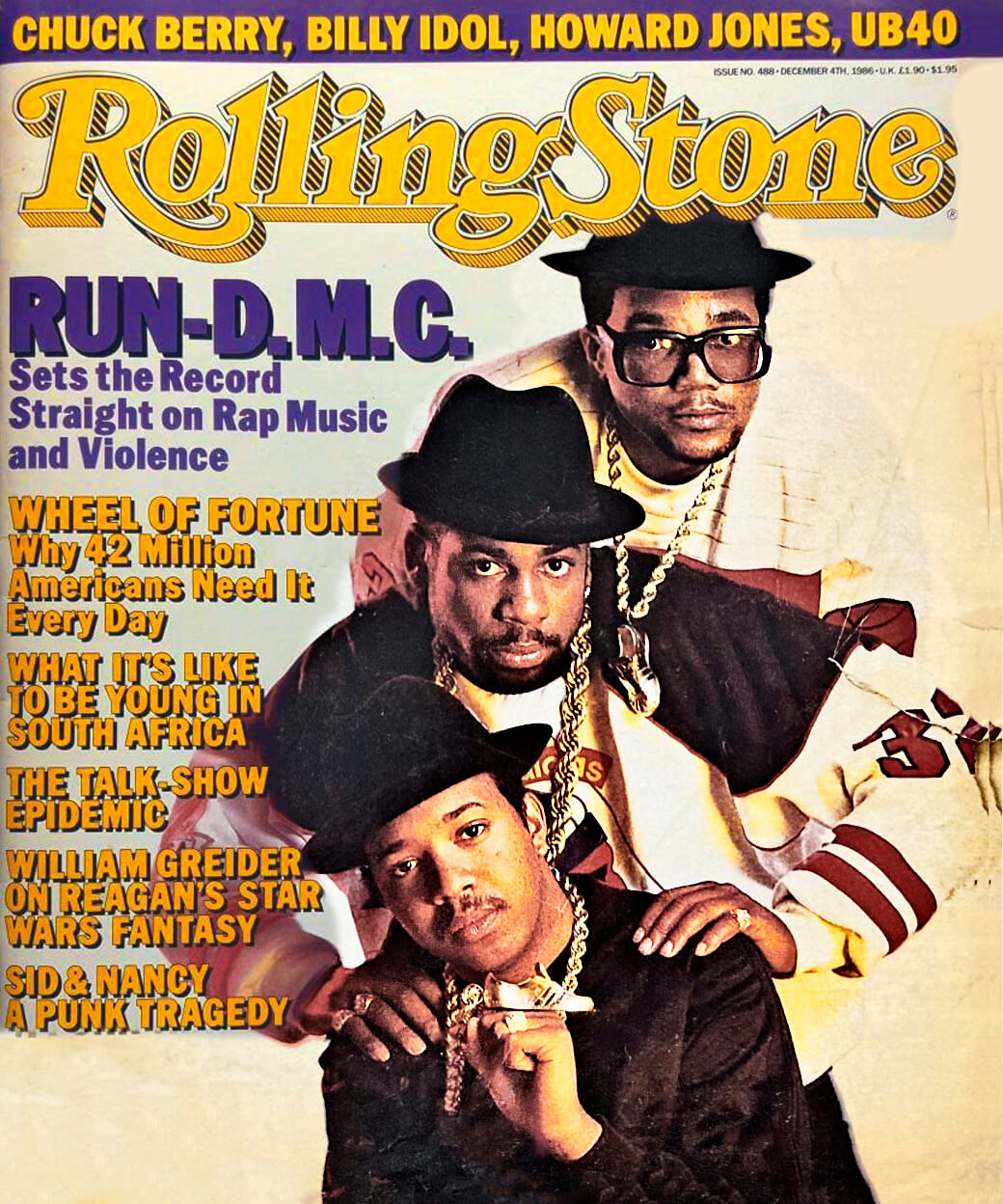 Photo of the December 1986 Rolling Stone cover featuring Run-DMC