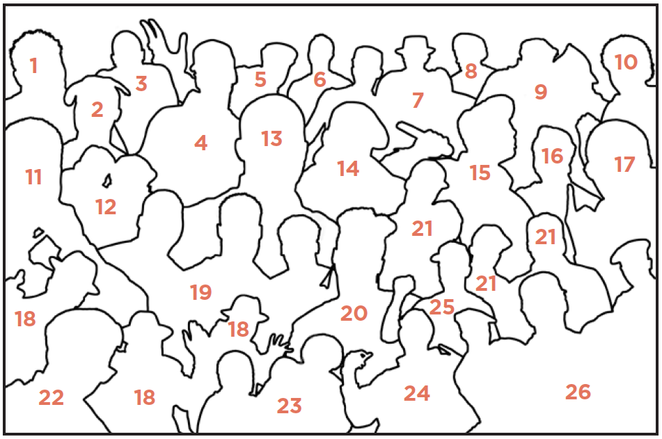Photo collage diagram numbered 1 through 26