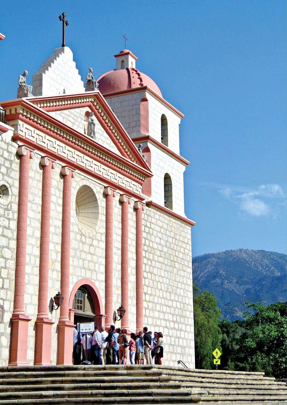 Exterior photo of the Santa Barbara mission