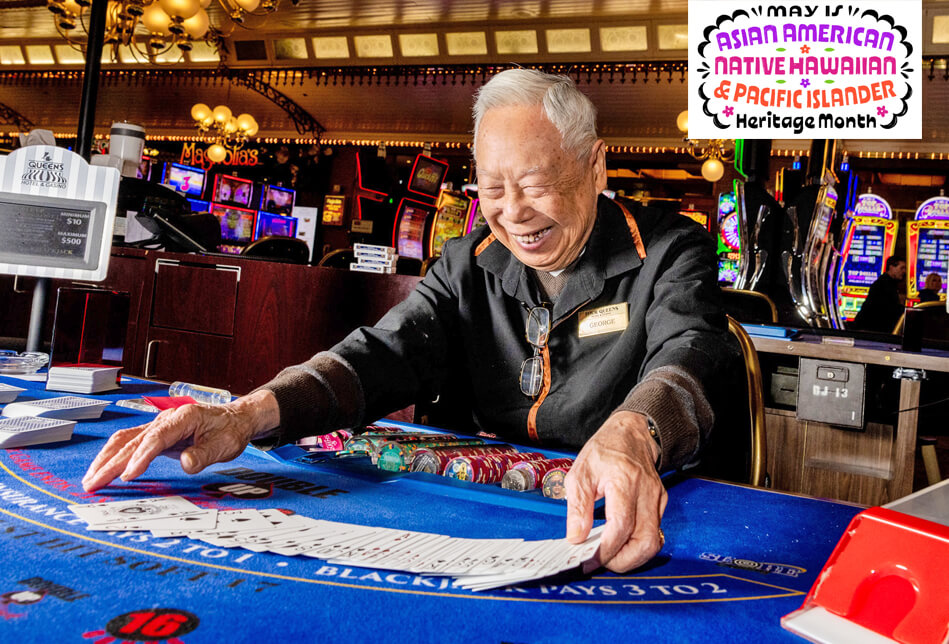 Photo of George R. Lee at a blackjack table